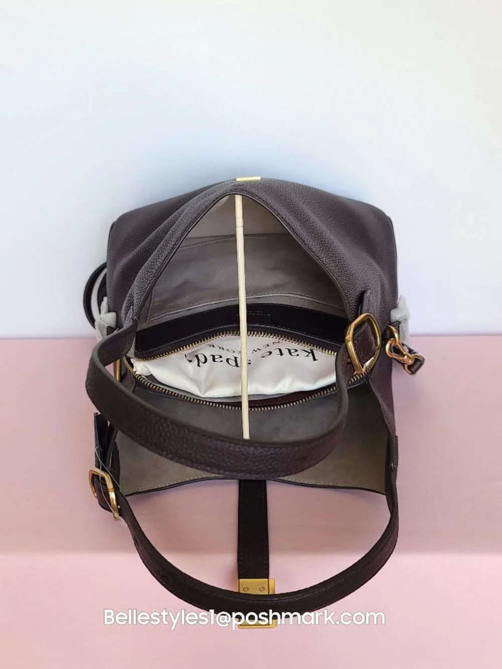 KATE SPADE Deco MEDIUM Pebbled Leather Crossbody Tote Bag- Blackberry color⭐
